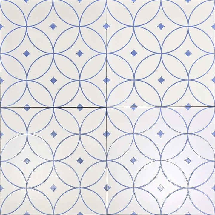 The Tile Life Winifred Azul 10-in x 10-in Glossy Porcelain Encaustic Floor and Wall Tile product image