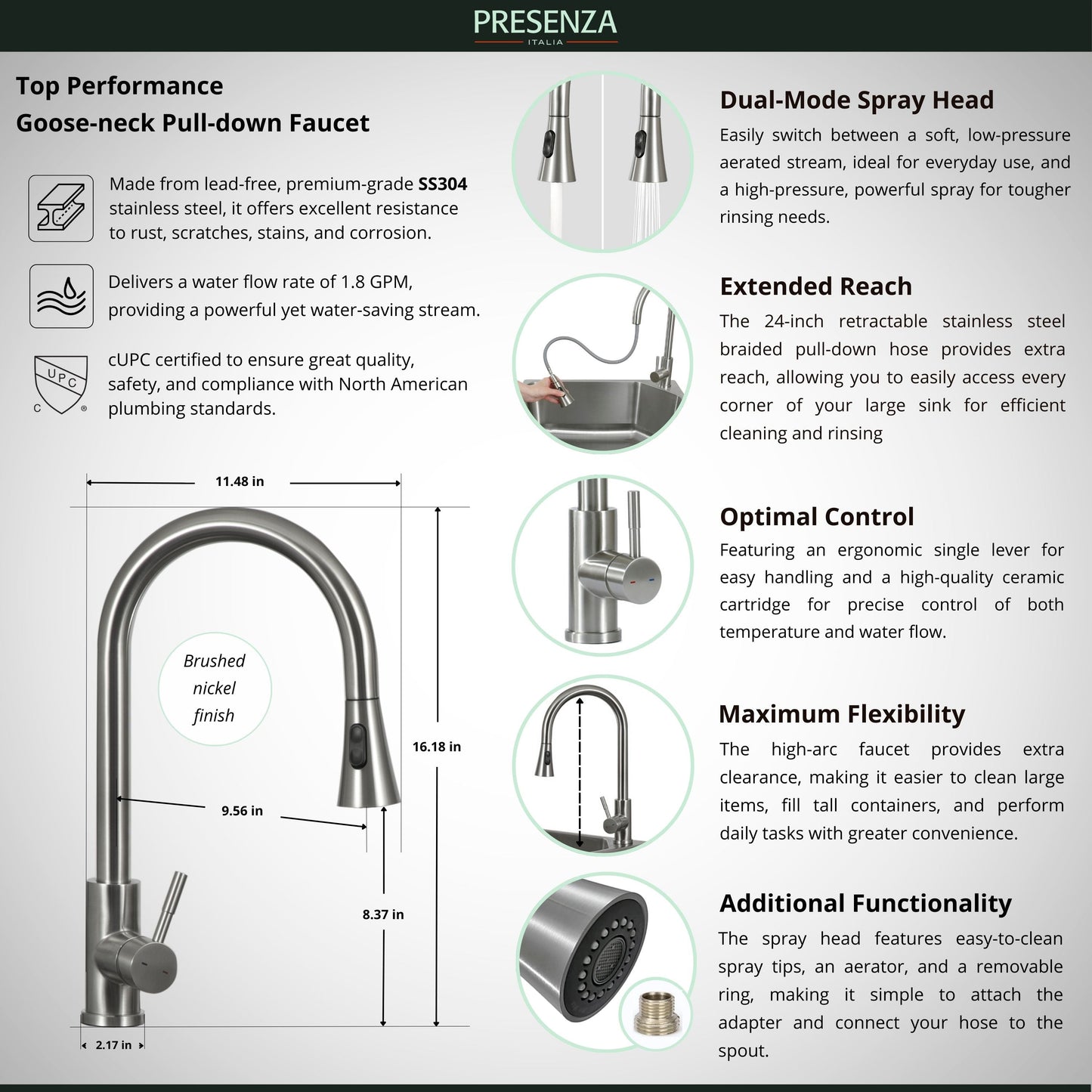 Presenza Brushed Steel Utility Tub with Faucet - 24.1-in x 21.3-in