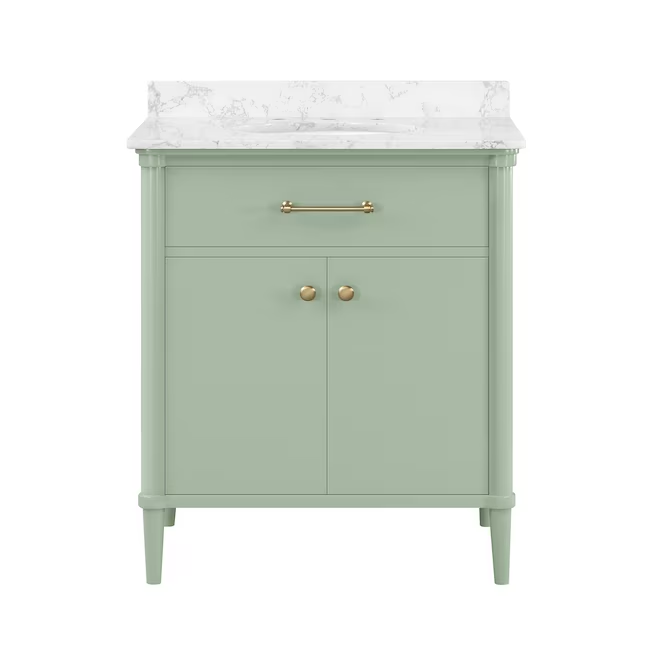 allen + roth Rian 30-in Sea Green Undermount Single Sink Bathroom Vanity with White Engineered Stone Top