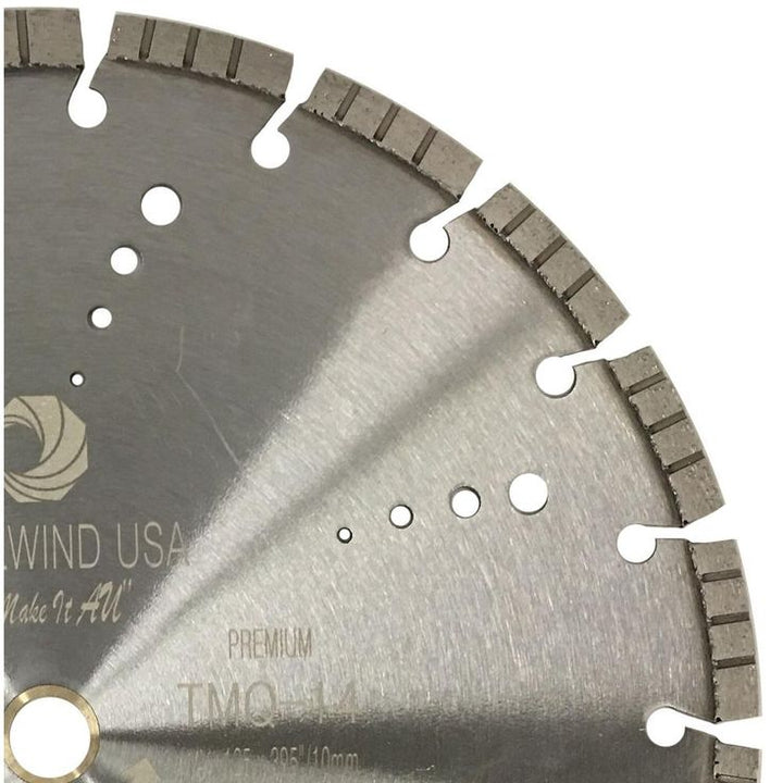 Whirlwind USA 14 in. 21-Teeth Vortex Turbo Segmented Laser Welded Diamond Blade for Dry Wet Cutting Concrete Stone Brick Masonry