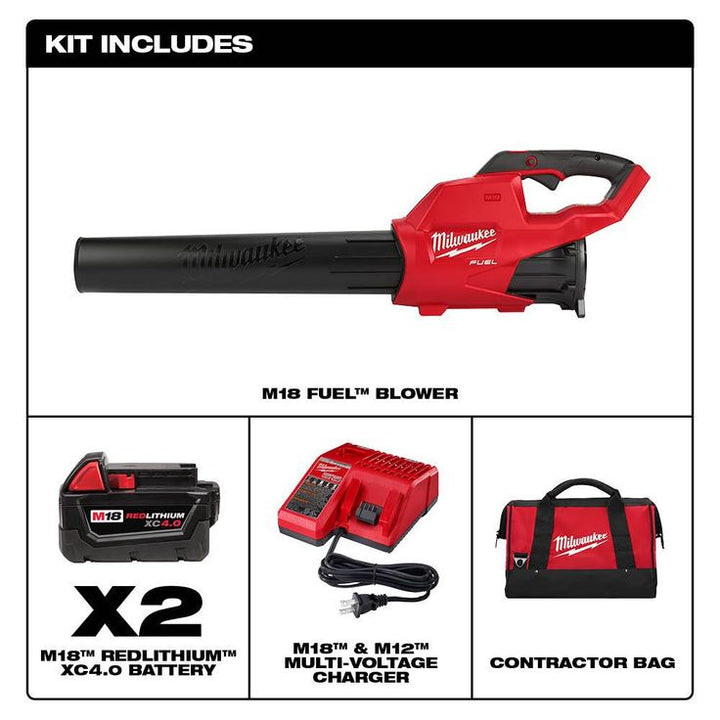 Milwaukee M18 FUEL 120MPH 450CFM 18-Volt Lith-Ion Brushless Cordless Handheld Blower w/ Two 4.0Ah Batteries Charger Contractor Bag