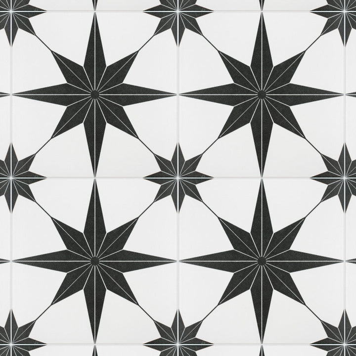 Merola Tile Stella Nero Encaustic 9-3/4 in. x 9-3/4 in. Porcelain Floor and Wall Tile (11.11 sq. ft. / case)