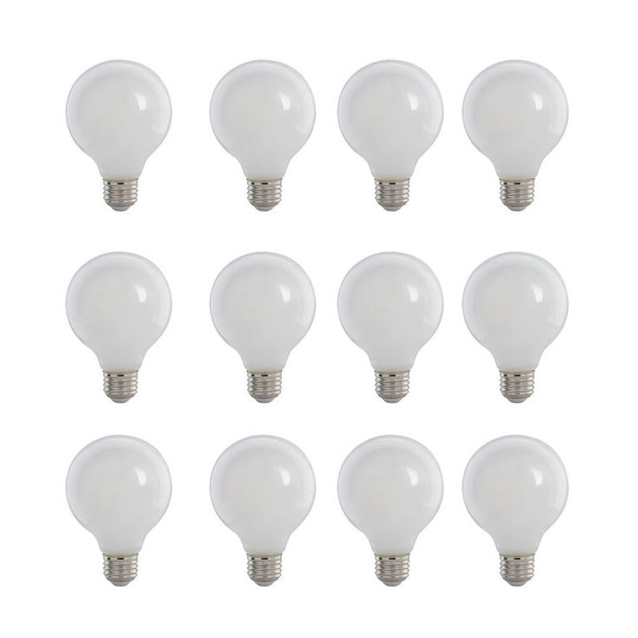 Feit Electric 60-Watt Equivalent G25 Dimmable Filament ENERGY STAR White Glass LED Light Bulb, Bright White 3000K (12-Pack)