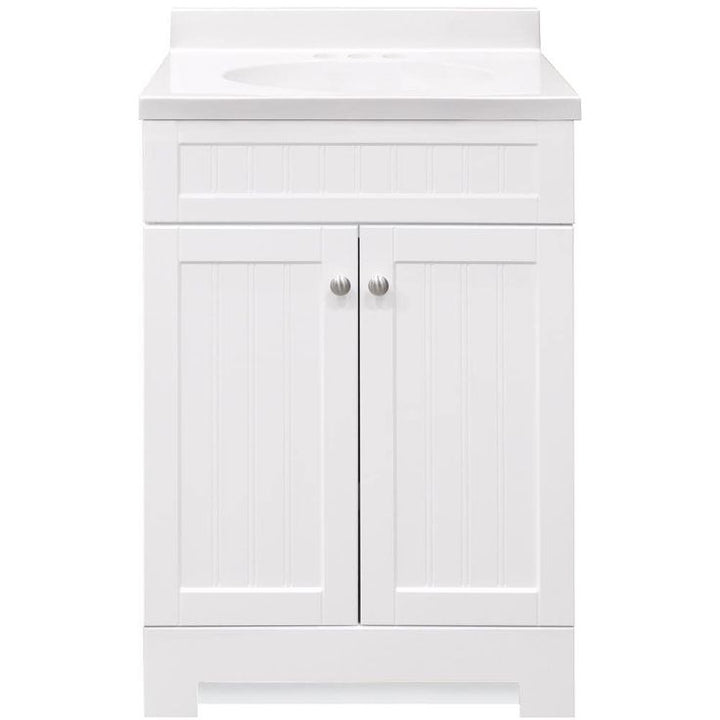 Style Selections Ellenbee 24-in White Single Sink Bathroom Vanity with White Cultured Marble Top