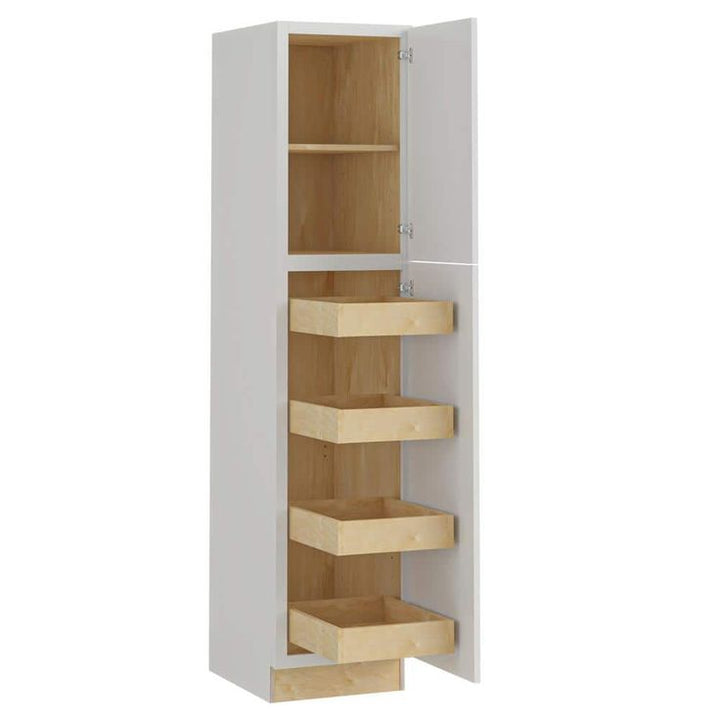 Home Decorators Collection Washington Vesper White Plywood Shaker Assembled Utility Pantry Kitchen Cabinet 4 ROT Sft Cl 18 in W x 24 in D x 90 in H