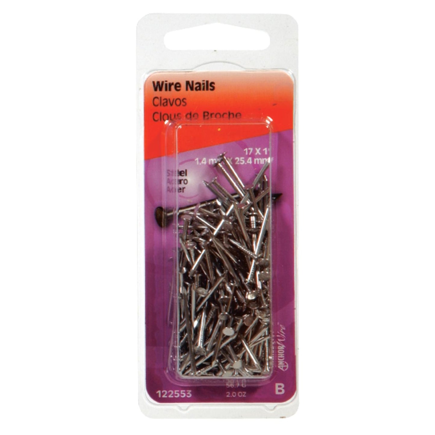 Hillman 17 Gauge x 1 in Bright Steel Wire Nails, 1 Pack, 2 oz