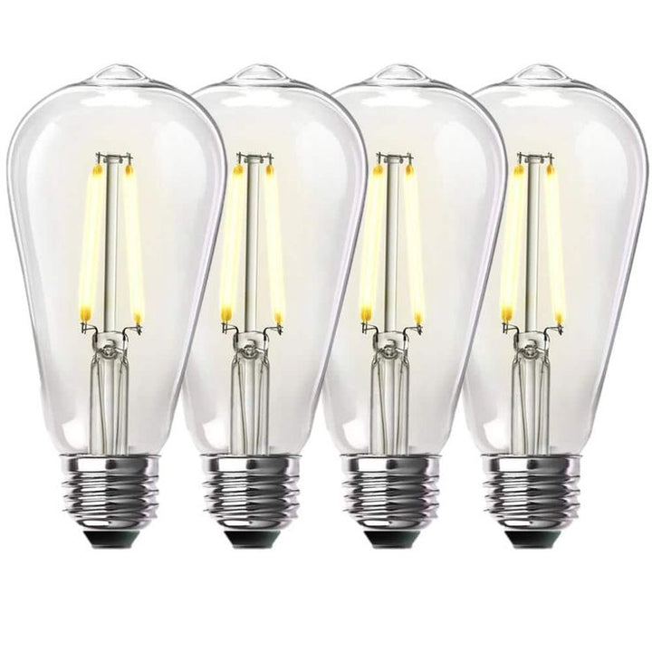 Feit Electric 60-Watt Equivalent ST19 Dimmable LED Clear Glass Vintage Edison Light Bulb With Straight Filament Bright White (4-Pack)