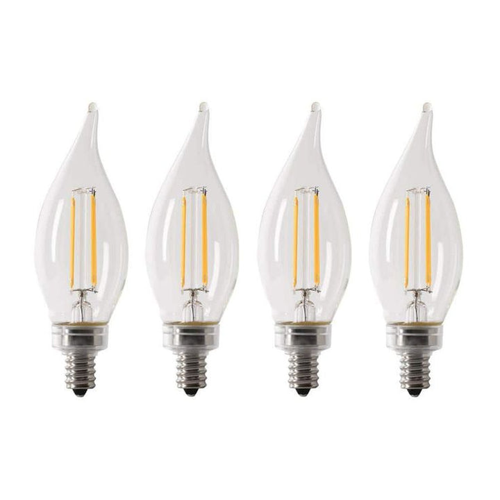 Feit Electric 40-Watt Equivalent CA10 Candelabra Dimmable Filament CEC Clear Glass Chandelier LED Light Bulb, Soft White (4-Pack)