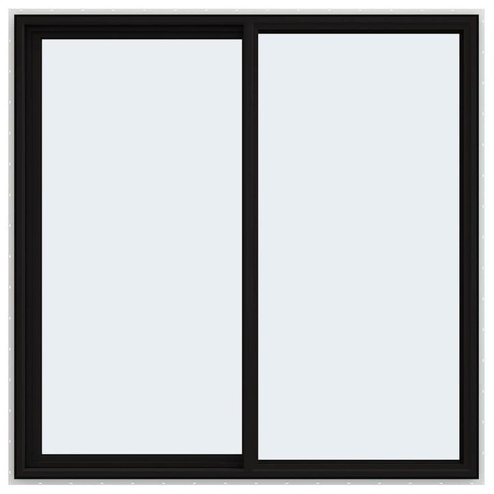 JELD-WEN FiniShield V-4500 59-1/2-in x 59-1/2-in x 3-in Jamb Left-operable Vinyl Black Sliding Window Full Screen Included