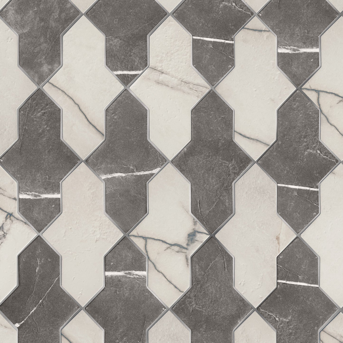 Affinity Tile Istanbul Shield Checker 5-in x 8-in Multi-finish Porcelain Marble look Multi-shaped Floor and Wall Tile product image