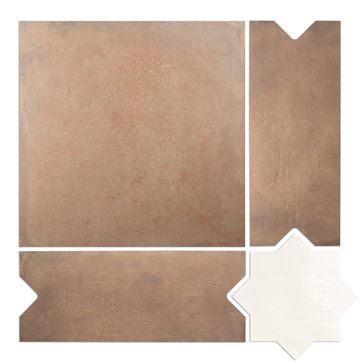 Affinity Tile Argile Bordeaux Ferrara with Losanga and Bianco Star 25-in x 25-in Multi-finish Porcelain Multi-shaped Floor and Wall Tile product image