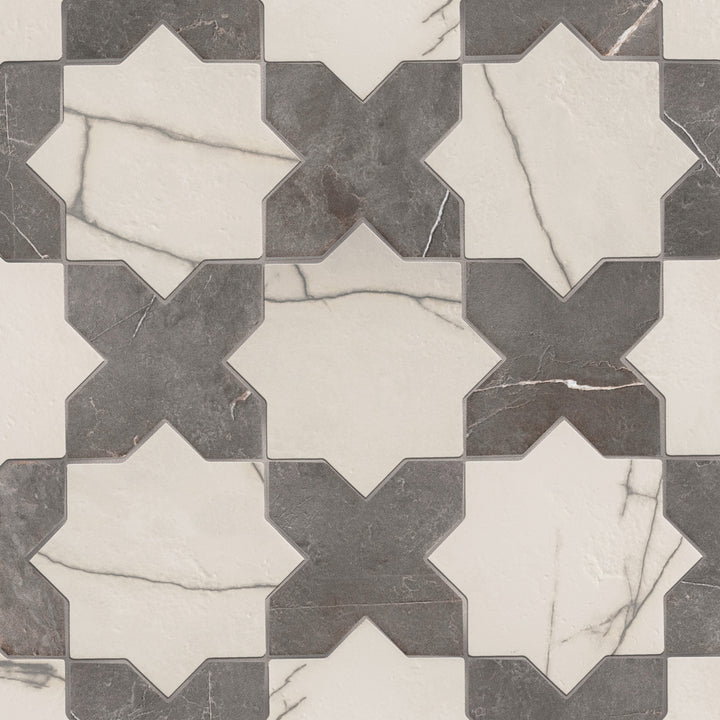 Affinity Tile Istanbul Star Day with Night Cross 6-in x 12-in Multi-finish Porcelain Marble look Multi-shaped Floor and Wall Tile product image