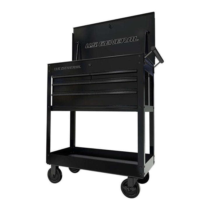 U.S. General 30 in. 4-Drawer Black Tech Cart