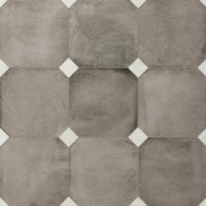 Affinity Tile Laverton Octagon Grafito with Taco Nieve 8-in x 8-in Matte Porcelain Cement look Multi-shaped Floor and Wall Tile product image