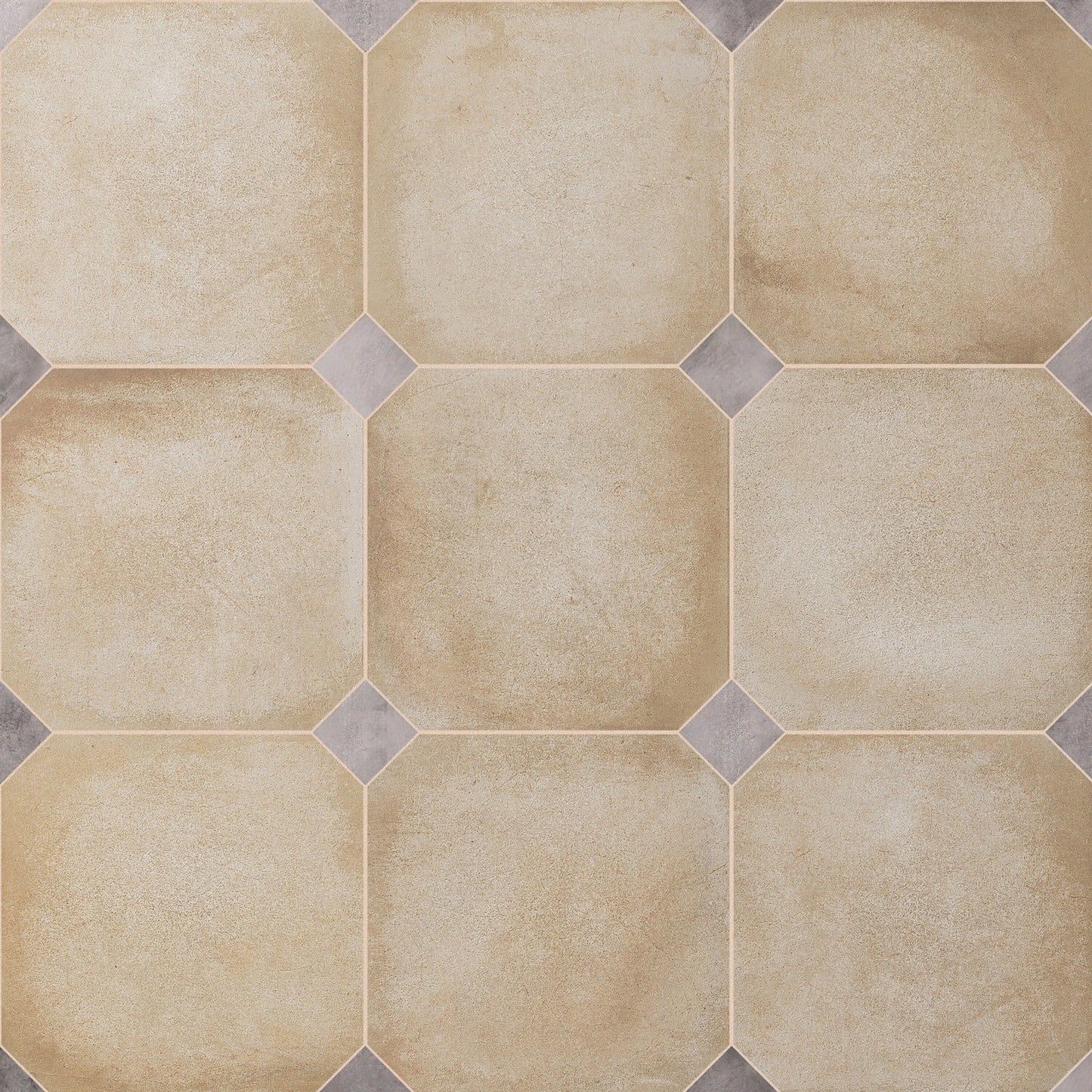 Affinity Tile Laverton Octagon Beige with Taco Gris 8-in x 8-in Matte Porcelain Cement look Multi-shaped Floor and Wall Tile product image