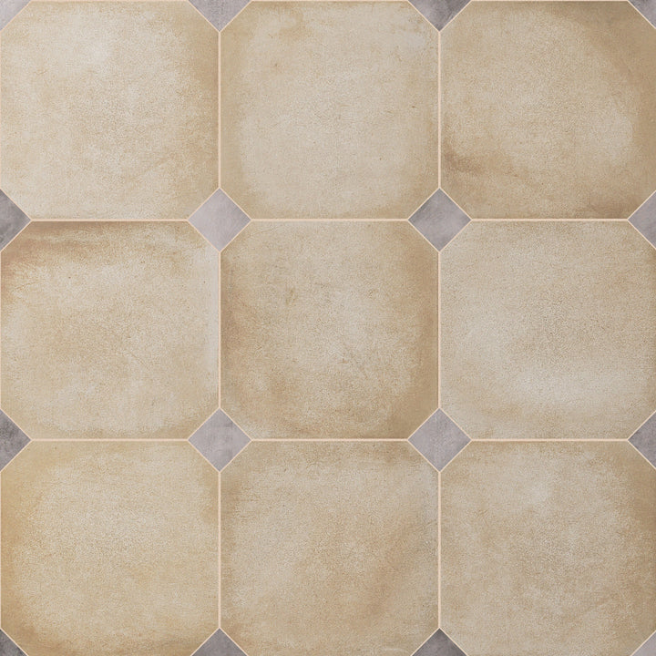 Affinity Tile Laverton Octagon Beige with Taco Gris 8-in x 8-in Matte Porcelain Cement look Multi-shaped Floor and Wall Tile product image