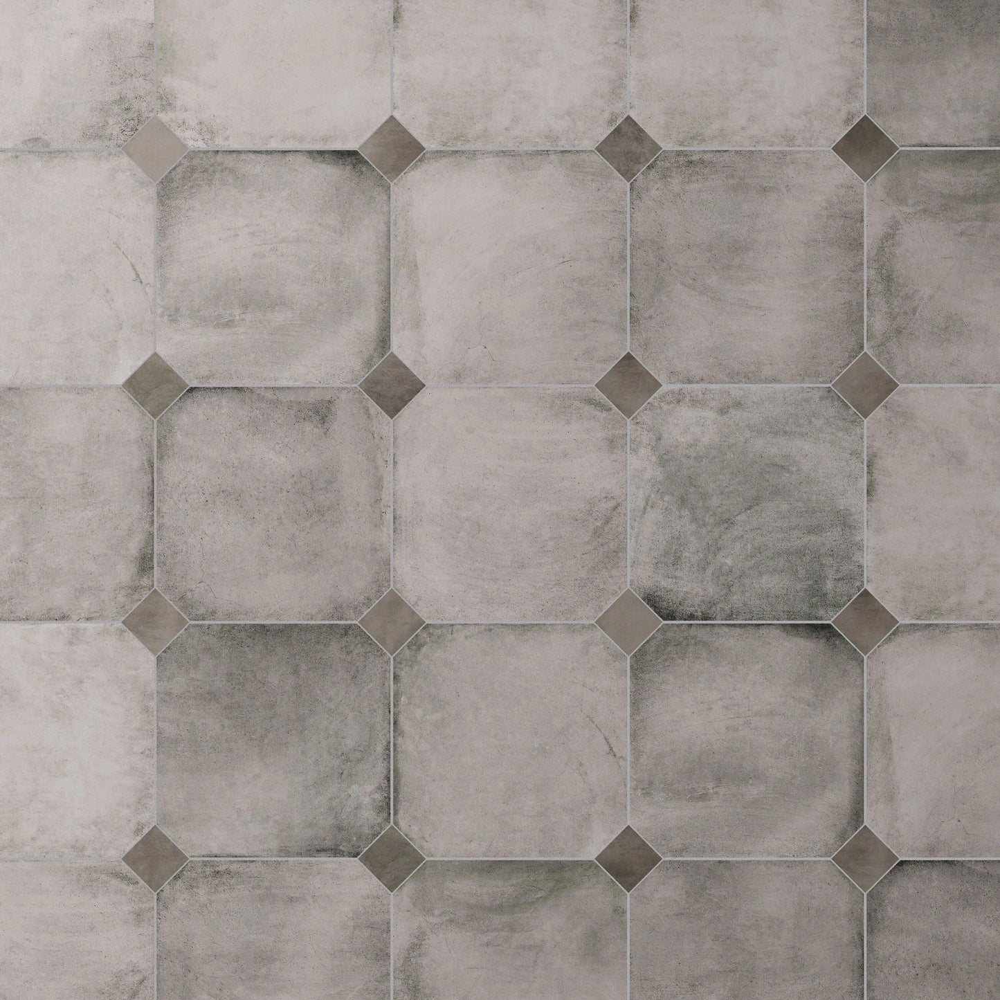 Affinity Tile Laverton Octagon Gris with Taco Grafito 8-in x 8-in Matte Porcelain Cement look Multi-shaped Floor and Wall Tile product image
