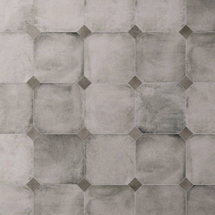 Affinity Tile Laverton Octagon Gris with Taco Grafito 8-in x 8-in Matte Porcelain Cement look Multi-shaped Floor and Wall Tile product image