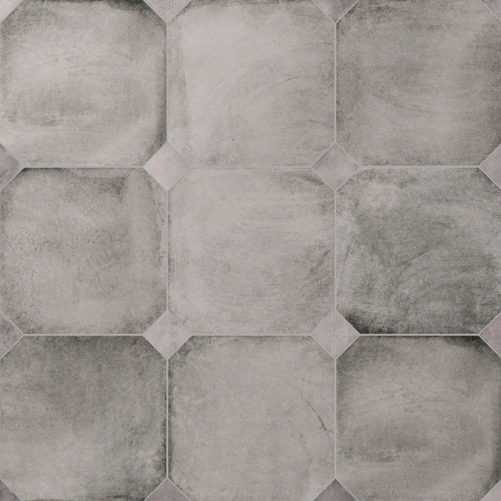 Affinity Tile Laverton Octagon Gris with Taco Gris 8-in x 8-in Matte Porcelain Cement look Multi-shaped Floor and Wall Tile product image