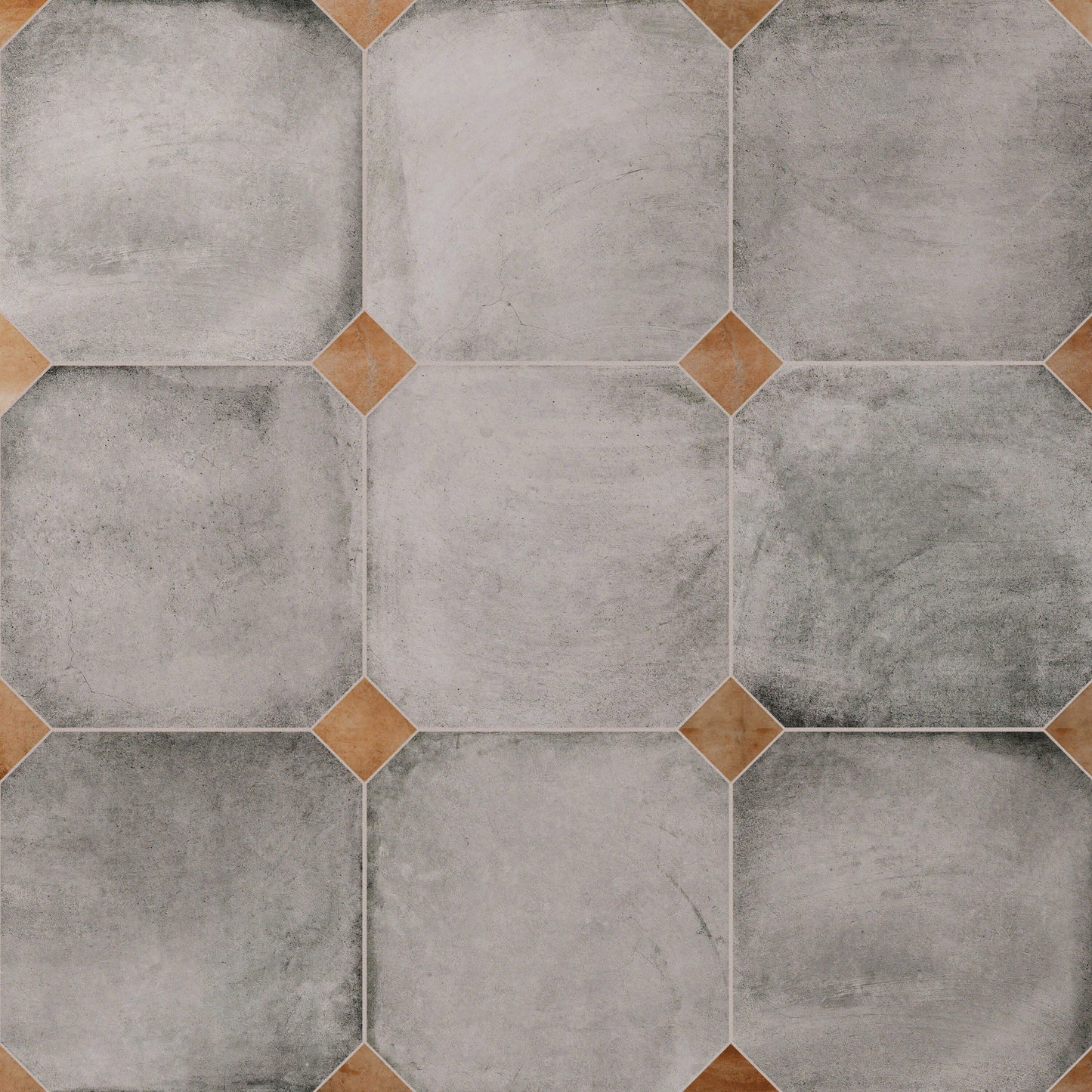 Affinity Tile Laverton Octagon Gris with Taco Natural 8-in x 8-in Matte Porcelain Cement look Multi-shaped Floor and Wall Tile product image