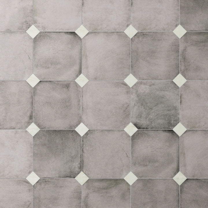 Affinity Tile Laverton Octagon Gris with Taco Nieve 8-in x 8-in Matte Porcelain Cement look Multi-shaped Floor and Wall Tile product image