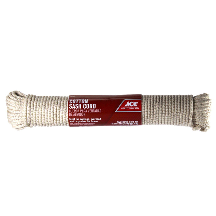 Ace 7/32 in. D x 100 ft. L White Solid Braided Cotton Sash Cord