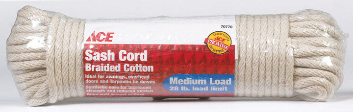Ace 1/4 in. D x 100 ft. L White Solid Braided Cotton Cord