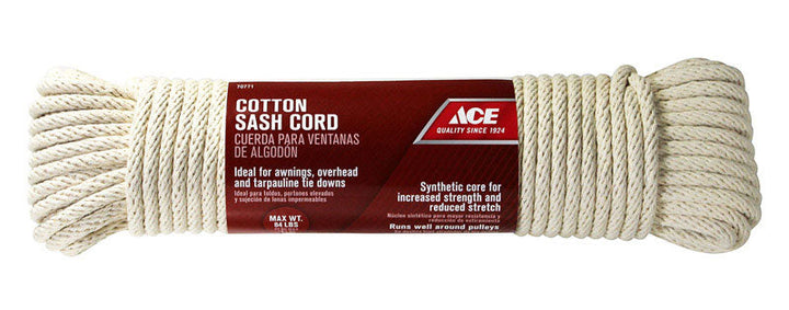 Ace 5/16 in. Diameter x 100 ft. White Solid Braided Cotton Sash Cord