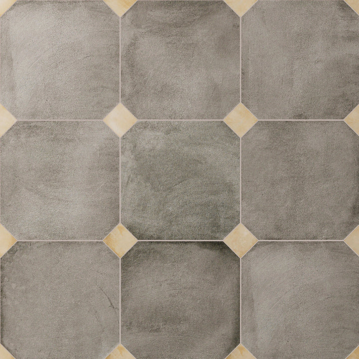 Affinity Tile Laverton Octagon Grafito with Taco Beige 8-in x 8-in Matte Porcelain Cement look Multi-shaped Floor and Wall Tile product image
