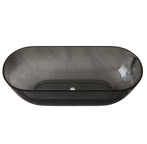 69 in. x 29.5 in. Stone Resin Solid Surface Flatbottom Freestanding Soaking Bathtub in Transparent Gray