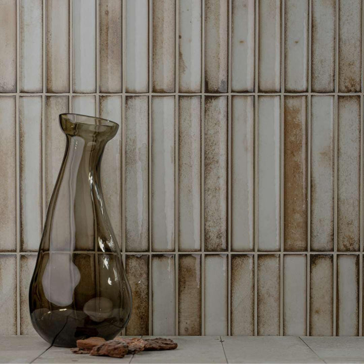 The Tile Life Sakura Fluted Beige 4-1/2-in x 9-in Glossy Porcelain Handcrafted look Wall Tile product image