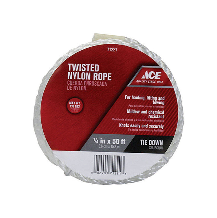 Ace 1/4 in. x 50 ft. White Twisted Nylon Rope
