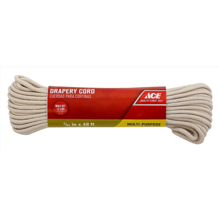 Ace 7/64 in. Diameter x 48 ft White Braided Cotton Drapery Cord