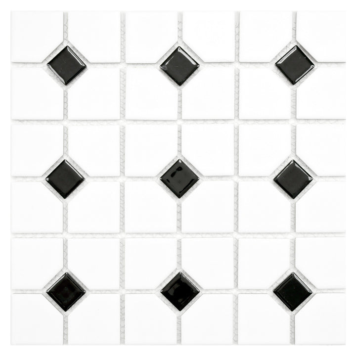 Affinity Tile Oxford Matte White with Black Dot 11-in x 11-in Multi-finish Porcelain Mosaic Floor and Wall Tile product image