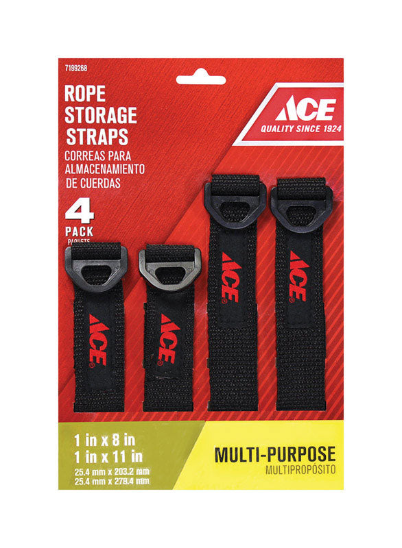 Ace Rope Storage Straps, 4-Pack – 1 in x 8 in & 1 in x 11 in