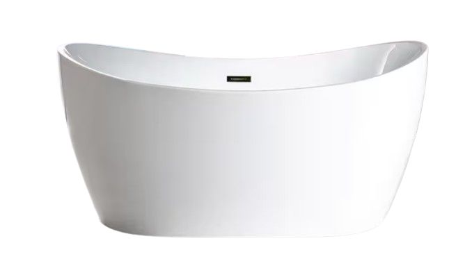 Eureka 59 in. Acrylic FlatBottom Double Slipper Bathtub with Oil Rubbed Bronze Overflow and Drain Included in White