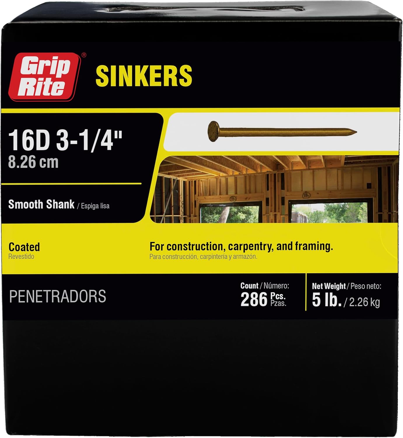 Grip-Rite Sinker Nails 16D 3-1/4" 16D 5 lb