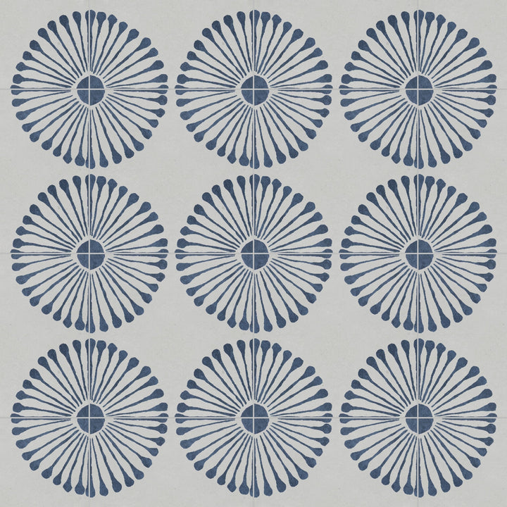 SUNWINGS Sunflower Patterend Blue 9-in x 9-in Matte Composite Patterned Peel and stick Mosaic Floor and Wall Tile product image