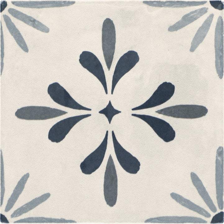 Daltile Handcrafted Artistry Starburst Blue 4-in x 4-in Glossy Ceramic Handcrafted look Wall Tile product image