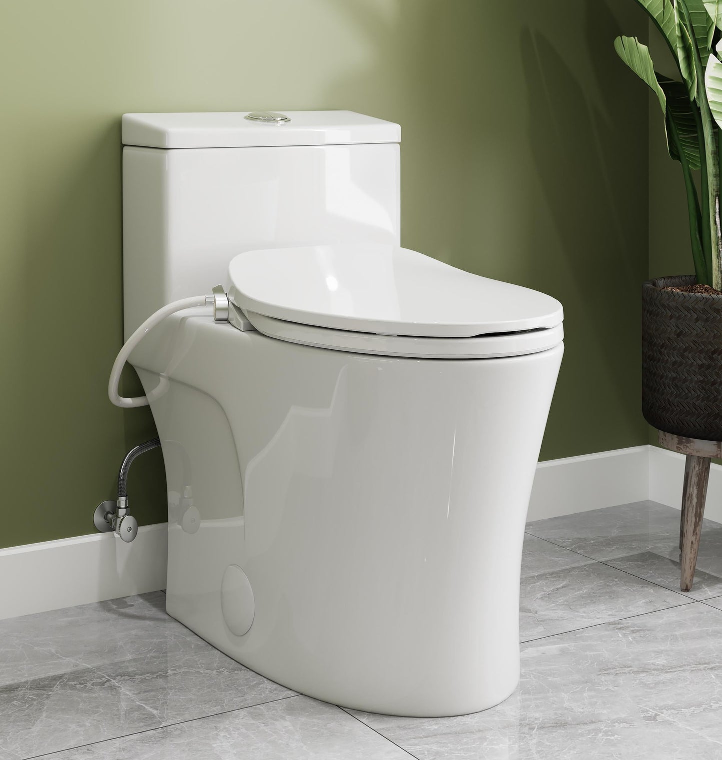 White Dual Flush Elongated Standard Height Soft Close Freestanding Bidet Bidet 12-in Rough-In 1.28 GPF
