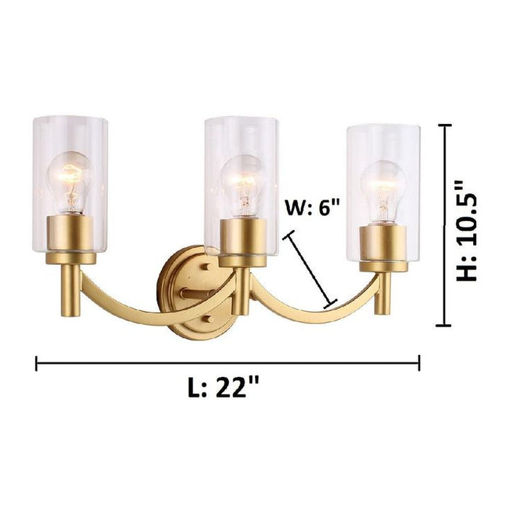 Devora 3-Light Antique Gold and Clear Glass Bath Light
