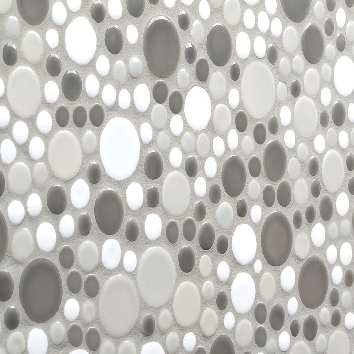 Elida Ceramica Rounded Blend 11-in x 11-in Glazed Porcelain Round Mosaic Wall Tile product image