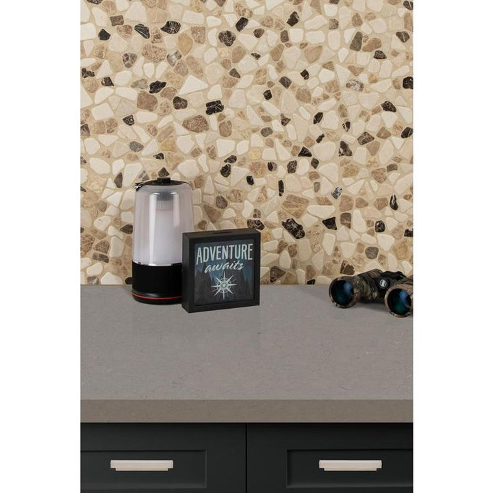 MSI Mix Marble Pebbles 11.42 in. x 11.42 in. x 10mm Textured Marble Mesh-Mounted Mosaic Tile (9.1 sq. ft. / case)