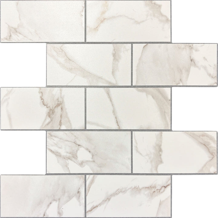 Peel&Stick Mosaics Peel/Stick Calacatta Gold 10-in x 10-in Matte PVC Subway Peel and stick Wall Tile product image