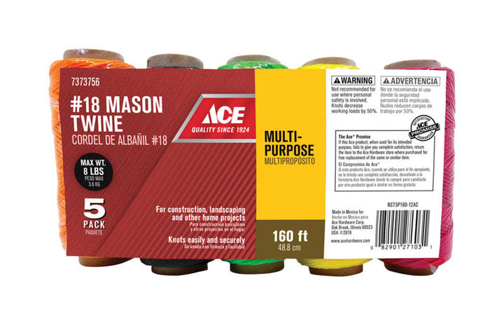 Ace #18 Mason Twine, Assorted Colors – 160 ft (5-Pack)