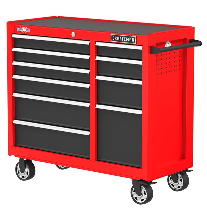 CRAFTSMAN 2000 Series 41-in W x 37.5-in H 10-Drawer Steel Rolling Tool Cabinet (Red)