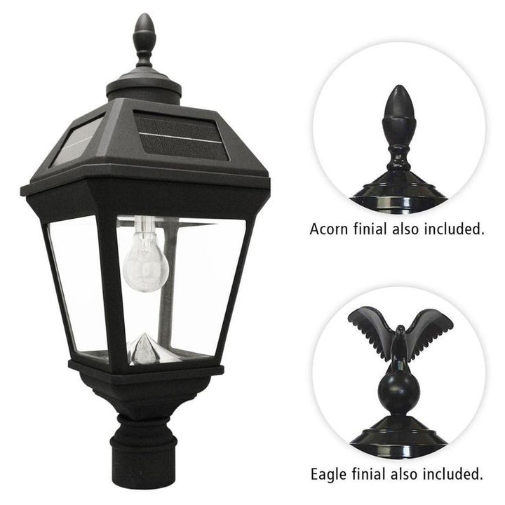 Imperial Bulb 1-Light Black LED Outdoor Solar Post Light with 3 in. Fitter