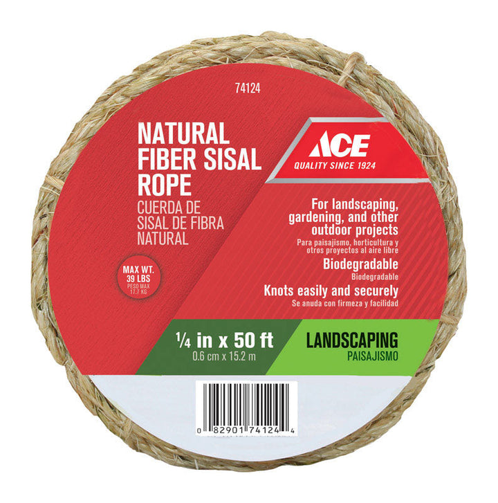 Ace 1/4 in. Diameter x 50 ft. Natural Twisted Sisal Rope