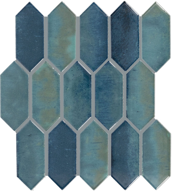 Daltile Miramo Aqua 11-in x 12-in Glossy Ceramic Handcrafted look Picket Mosaic Wall Tile product image