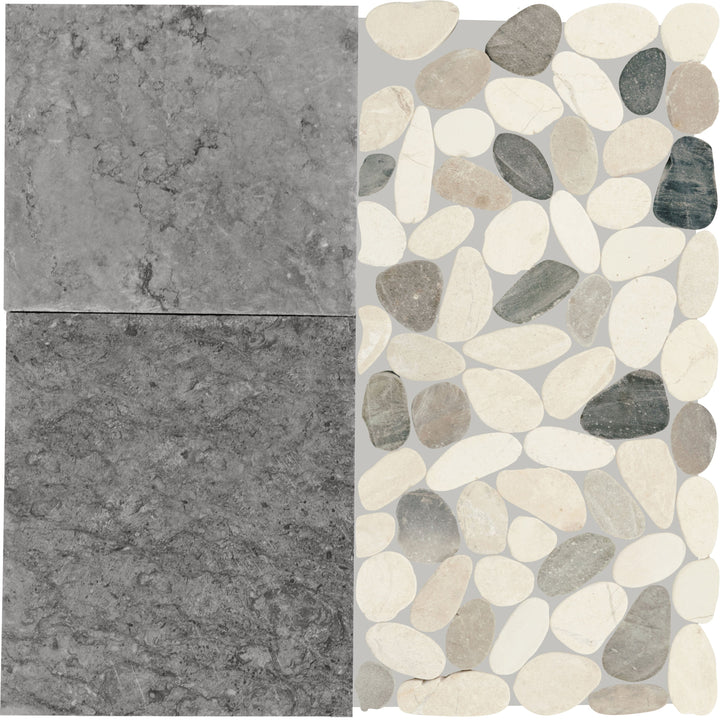 Daltile Pebble Oasis Coal 12-in x 12-in Honed Natural stone Mixed Pebble Mosaic Floor and Wall Tile product image